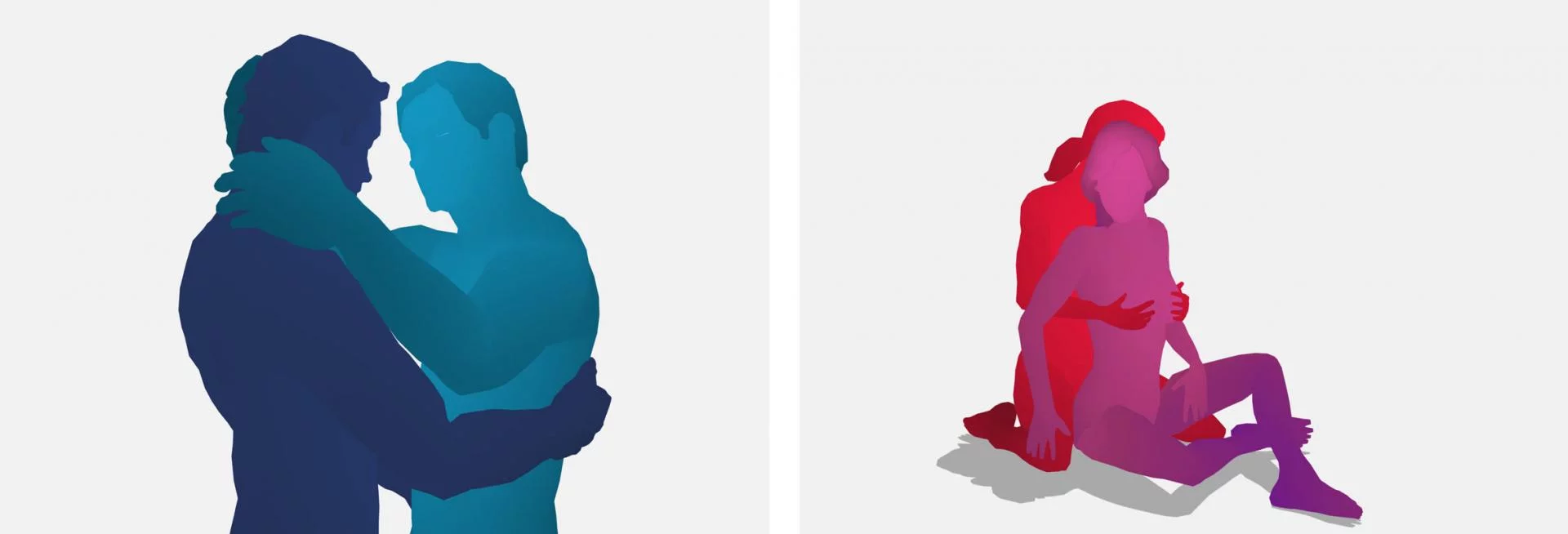 2 afbeeldingen van strelende en voelende stelletjes