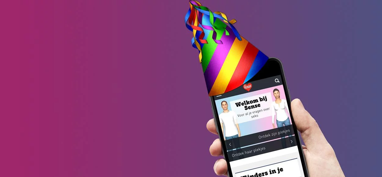 sense met een feestmuts op