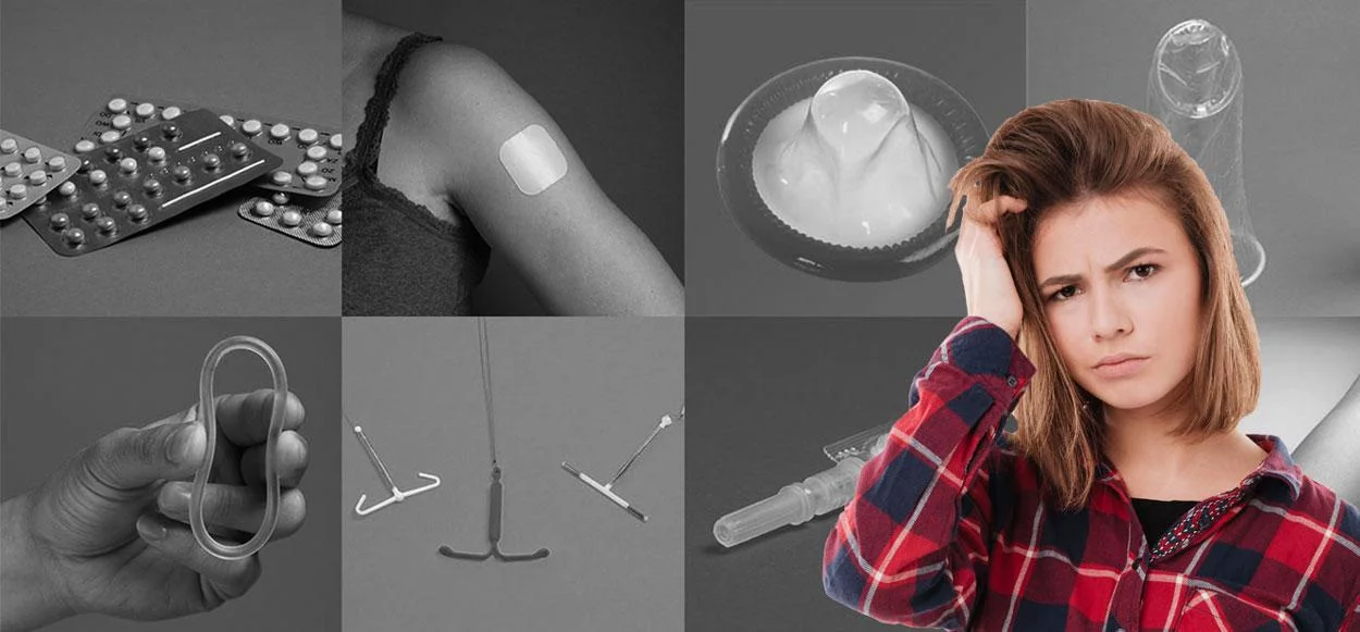 foto van een meisje en anticonceptiemiddelen