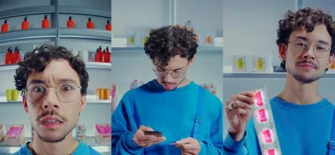 jongen koopt condooms