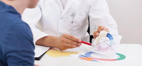 foto van arts die de Vruchtbaarheidscyclus uitlegt