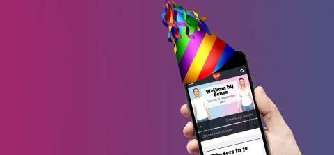 sense met een feestmuts op